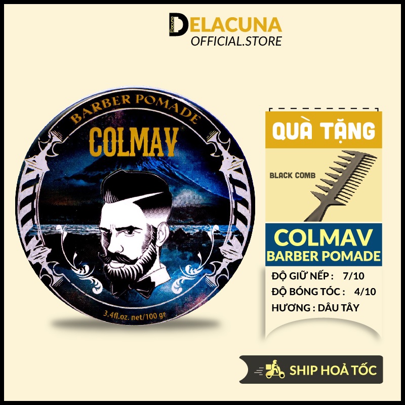 Sáp vuốt tóc nam Colmav Blue Barber Pomade gốc dầu chính hãng giữ nếp tốt Delacuna C03