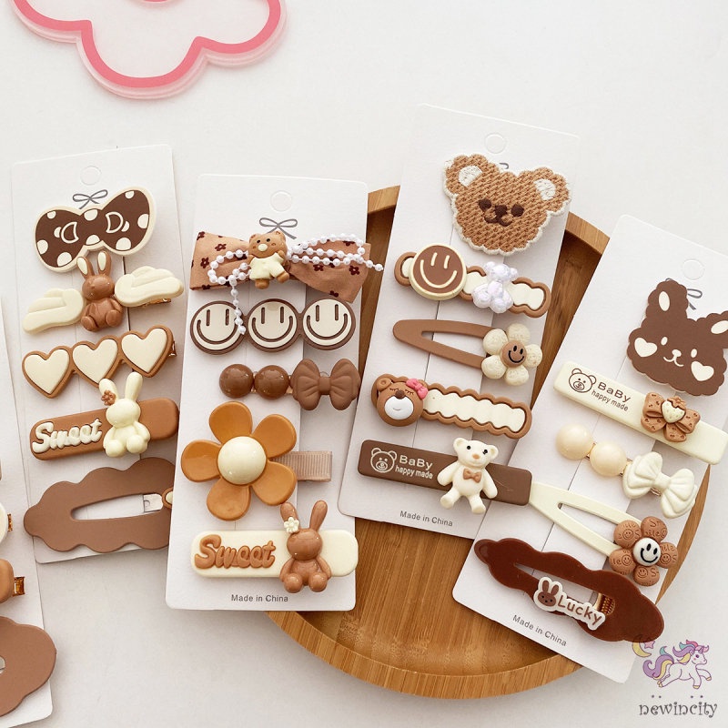 Set 5 Kẹp Tóc Kiểu Công Chúa Dễ Thương Xinh Xắn Phong Cách Hàn Quốc Cho Bé Gái