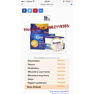 Bộ kem dưỡng chống lão hóa Cien Q10