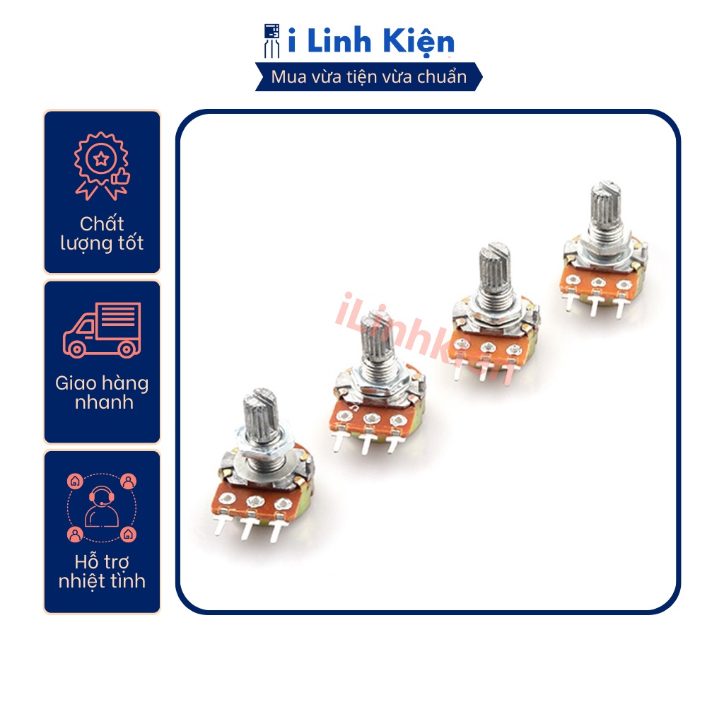 Chiết áp đơn WH148 1K/2K/5K/10K/20K/50K/100K/250K/500K 15mm chất lượng tốt.