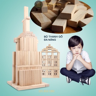 Bộ thanh gỗ tự nhiên cho bé chơi rút gỗ, xếp hình, domino, Giúp bé sáng tạo, và thông minh hơn