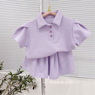 Set váy polo cổ đức bé gái