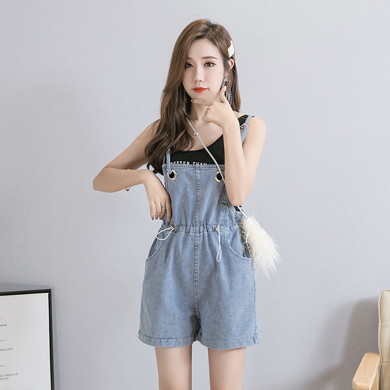 Quần Yếm Ngắn Vải Cotton Kiểu Cao Bồi Hàn Quốc Cá Tính