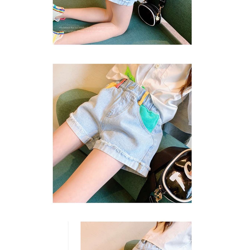 Quần Short Denim Co Giãn Thoải Mái Thời Trang Mùa Hè Cho Bé Gái 5 Tuổi