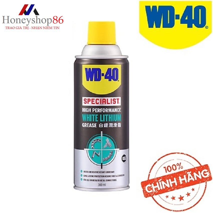 <Bán Chạy>Dầu nhờn bôi trơn tác dụng cao WD40 White Lithium 360ml 350054 HONEYSHOP86