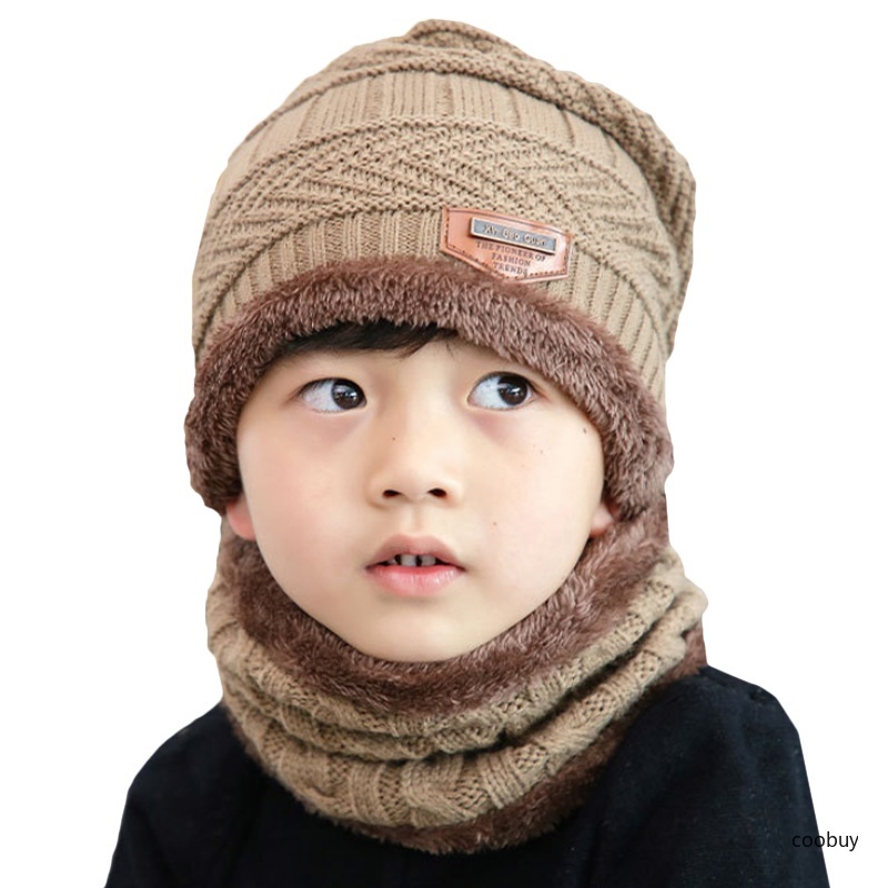 Set Mũ Len Dày Dặn Giữ Ấm Mùa Thu Đông Phong Cách Hàn Quốc Cho Bé