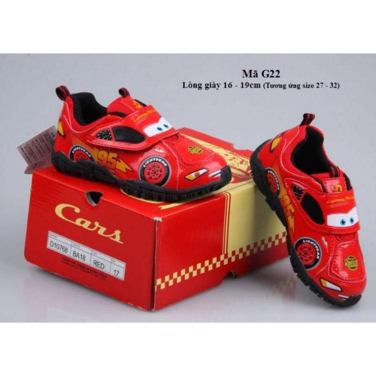 Giày thể thao bé trai 3 - 6 tuổi hình ô tô MCQUEEN màu đỏ quai dán siêu nhẹ thời trang và phong cách G22