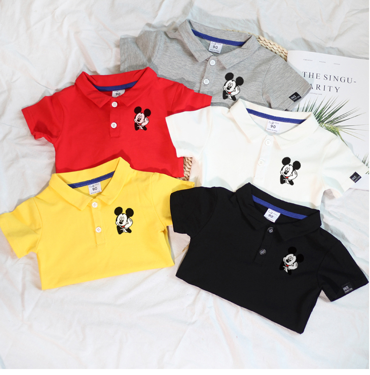 Áo Thun Polo Tay Ngắn In Hình Chuột Mickey 5 Màu Thời Trang Cho Bé