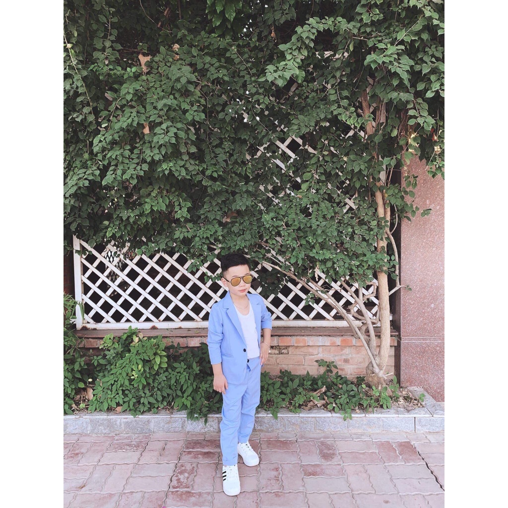 Set Vest Xanh Dương Cho Công Tử Nhí