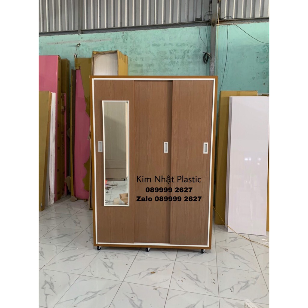 Tủ quần áo cửa lùa màu gỗ đậm cực đẹp nhựa cao cấp FREESHIP