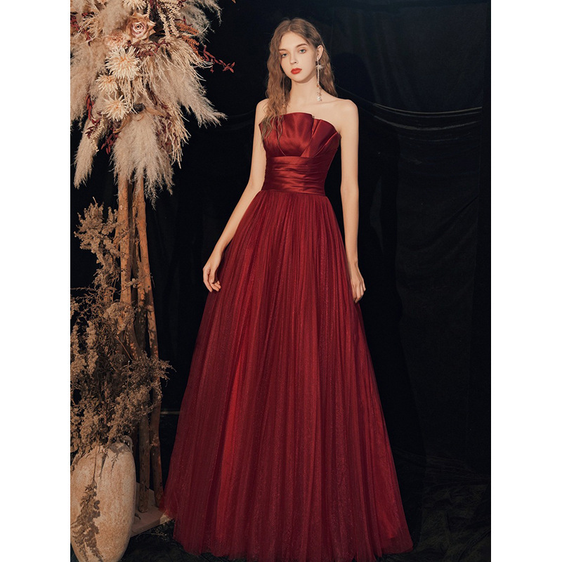 Toast clothing women new style wine red elegant banquet evening dress skirt long slim fashion dress | BigBuy360 - bigbuy360.vn