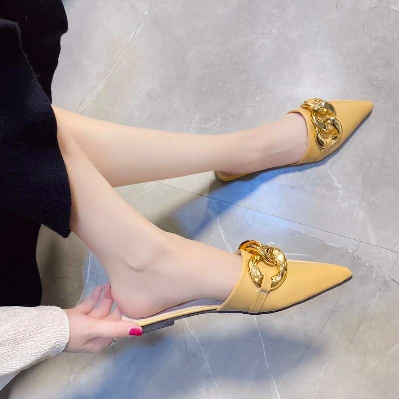 Sục nữ sang chảnh đính nơ xích thời trang siêu đẹp đi êm chân, giày sục giá rẻ - Citashoes