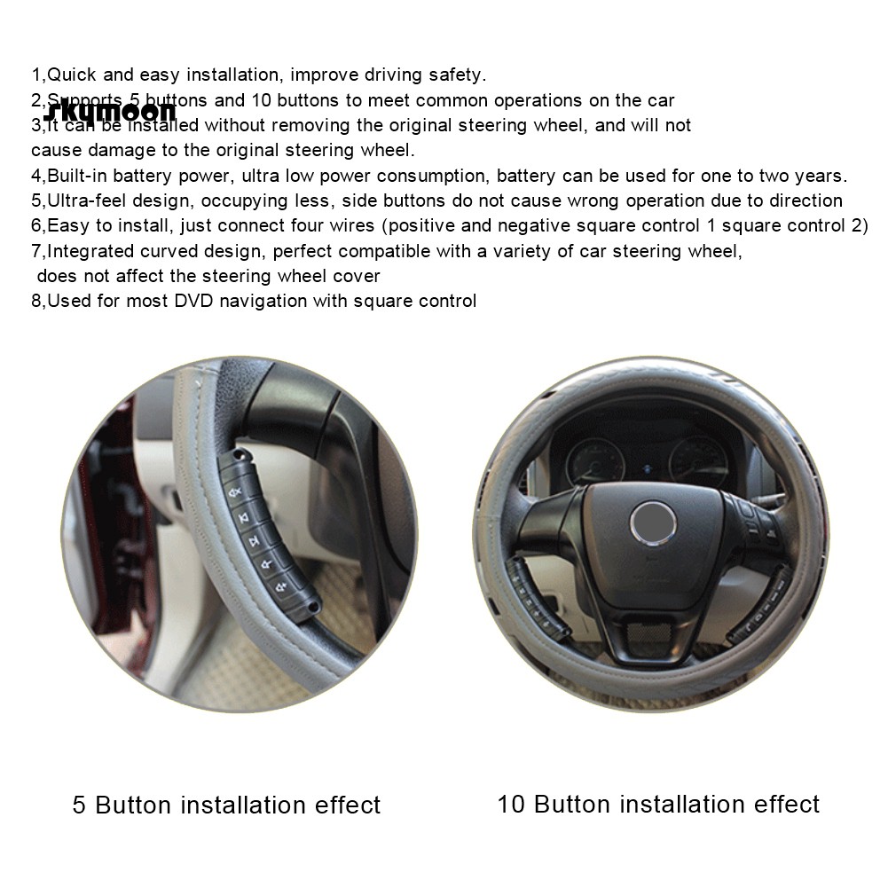 Nút Điều Khiển Từ Xa Không Dây Gắn Vô Lăng Xe Hơi Thông Dụng DVD GPS