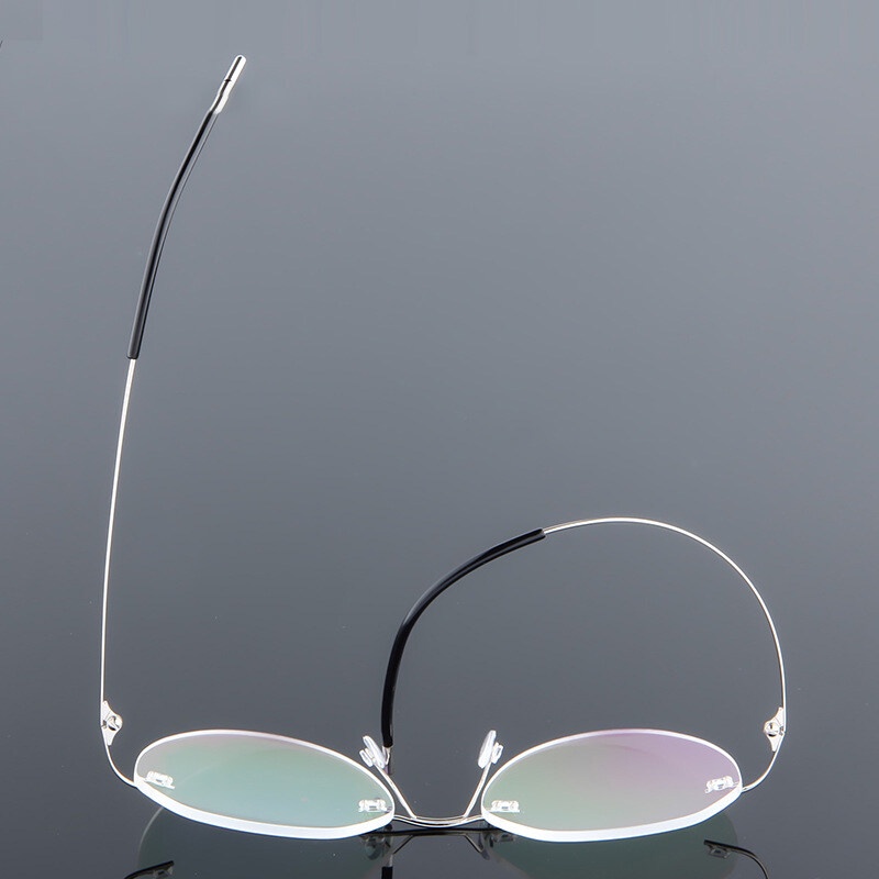 Mắt Kính Gọng Tròn Bằng Titan Không Viền Phong Cách Retro Thời Trang