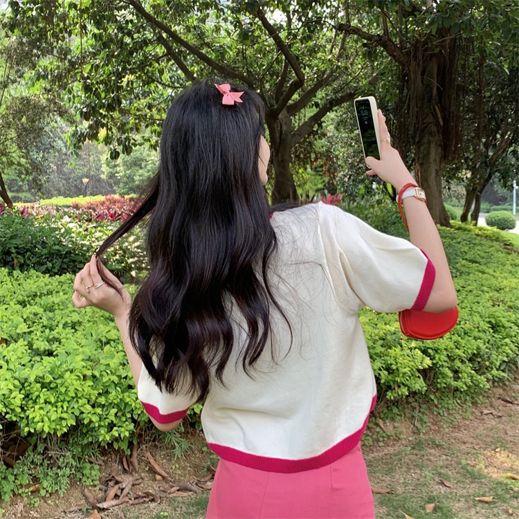 NZN Áo thun crop top tay ngắn in họa tiết trái tim phong cách Hàn Quốc dễ thương dành cho nữ