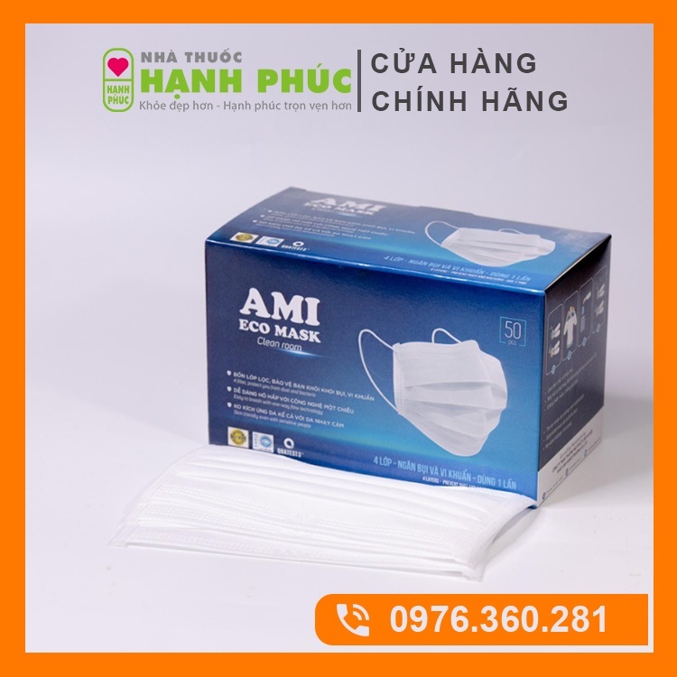 Khẩu Trang Kháng Khuẩn AMI 4 Lớp Dày Dặn, Hàng Chính Hãng, Hộp 50 chiếc | WebRaoVat - webraovat.net.vn