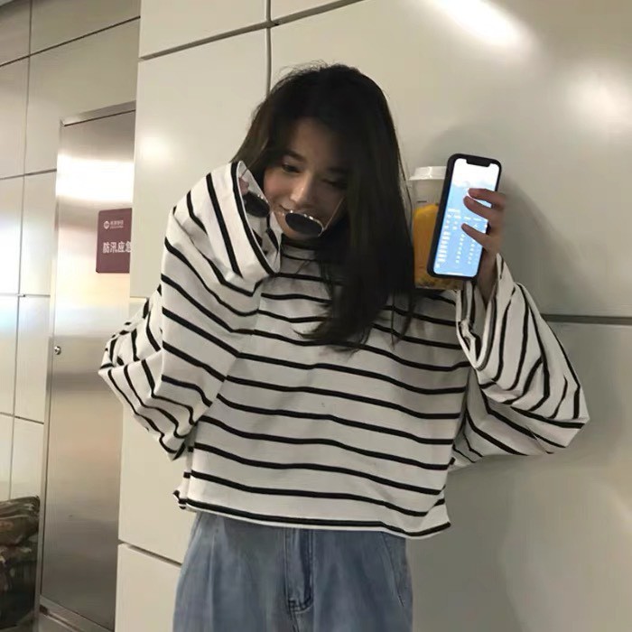[VIDEO SP] CROPTOP NỮ DÀI TAY KẺ ĐEN TRẮNG ỐNG TAY RỘNG THỜI TRANG HÀN QUỐC | BigBuy360 - bigbuy360.vn