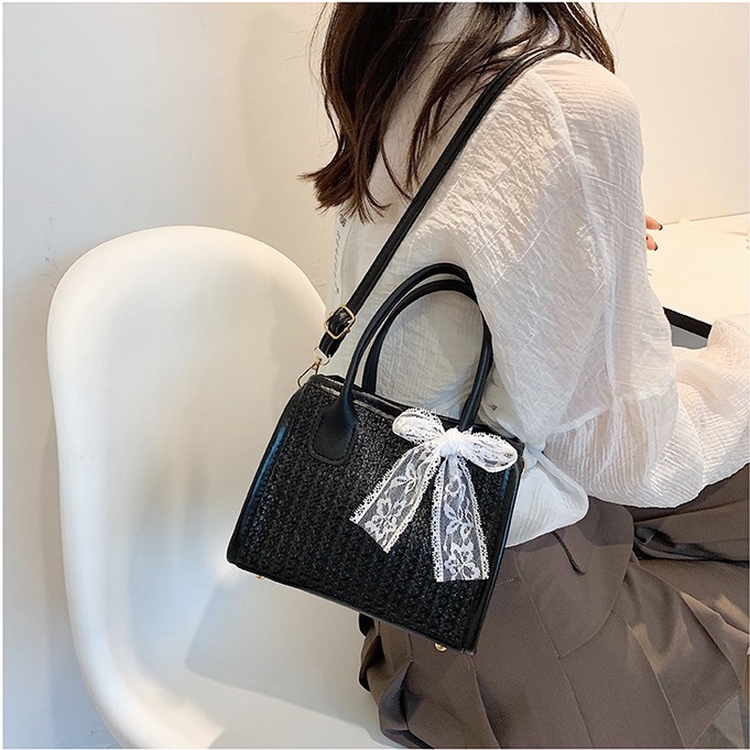 Túi Đeo Chéo Hình Vuông Cỡ Nhỏ Đính Nơ Ren Thời Trang 2022 Cho Nữ