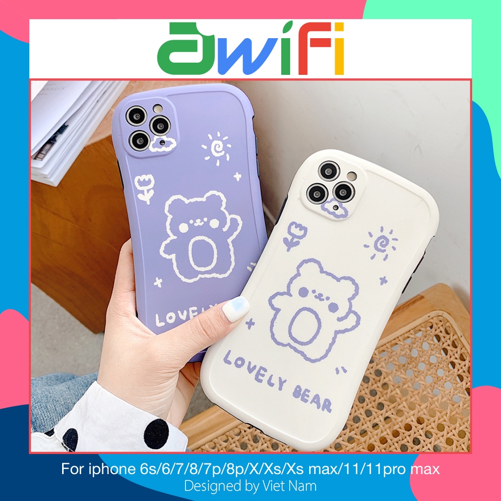 Ốp lưng iphone cong Lovely Bear 5/5s/6/6plus/6s/6splus/7/7plus/8/8plus/x/xr/xs/11/12/pro/max/plus/promax - Awifi T3-5