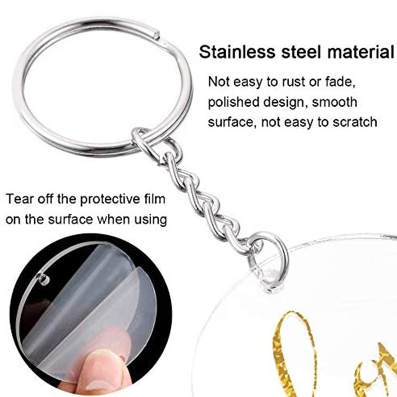 1 Bộ Vòng Móc Khóa Bằng Acrylic Trong Suốt DIY