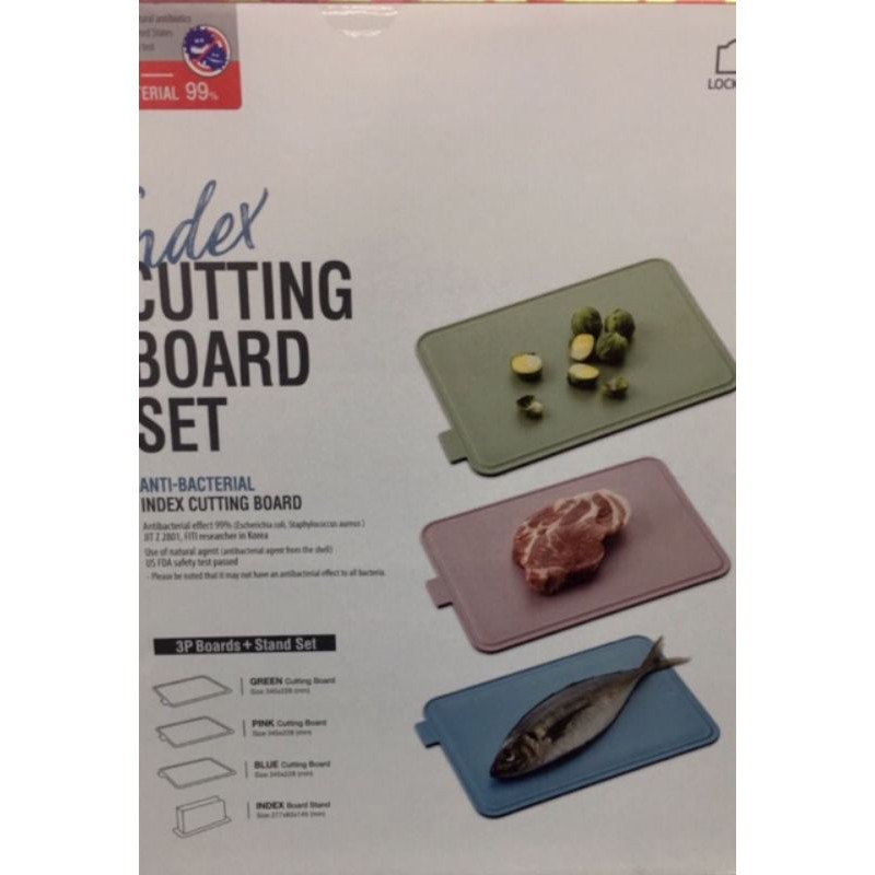 BỘ 3 THỚT NHỰA KHÁNG KHUẨN LOCK&amp;LOCK INDEX CUTTING BOARD CSC251