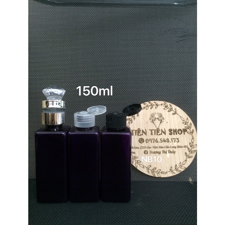 Chai nhựa vuông 150ml xanh tím nắp bật