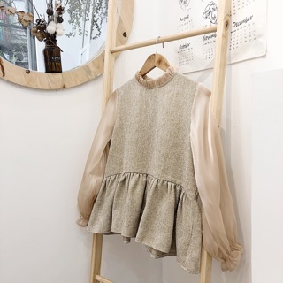 Áo peplum mix voan