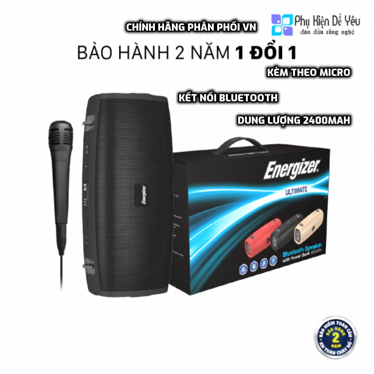 Loa Bluetooth Energizer BTS-204 kèm Micro Karaoke [CHÍNH HÃNG PHÂN PHỐI VN, BẢO HÀNH 24 THÁNG]