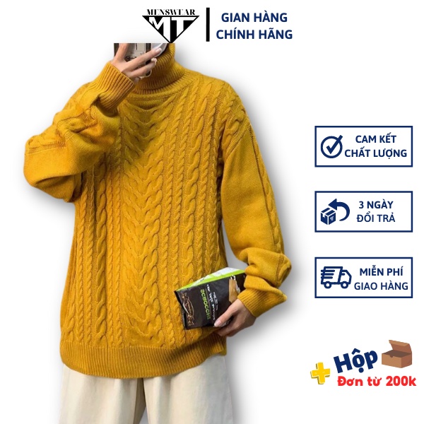 Xả hàng Áo len cổ lọ gân thừng THE MT dáng rộng hàng Quàng Châu mẫu mới 2022