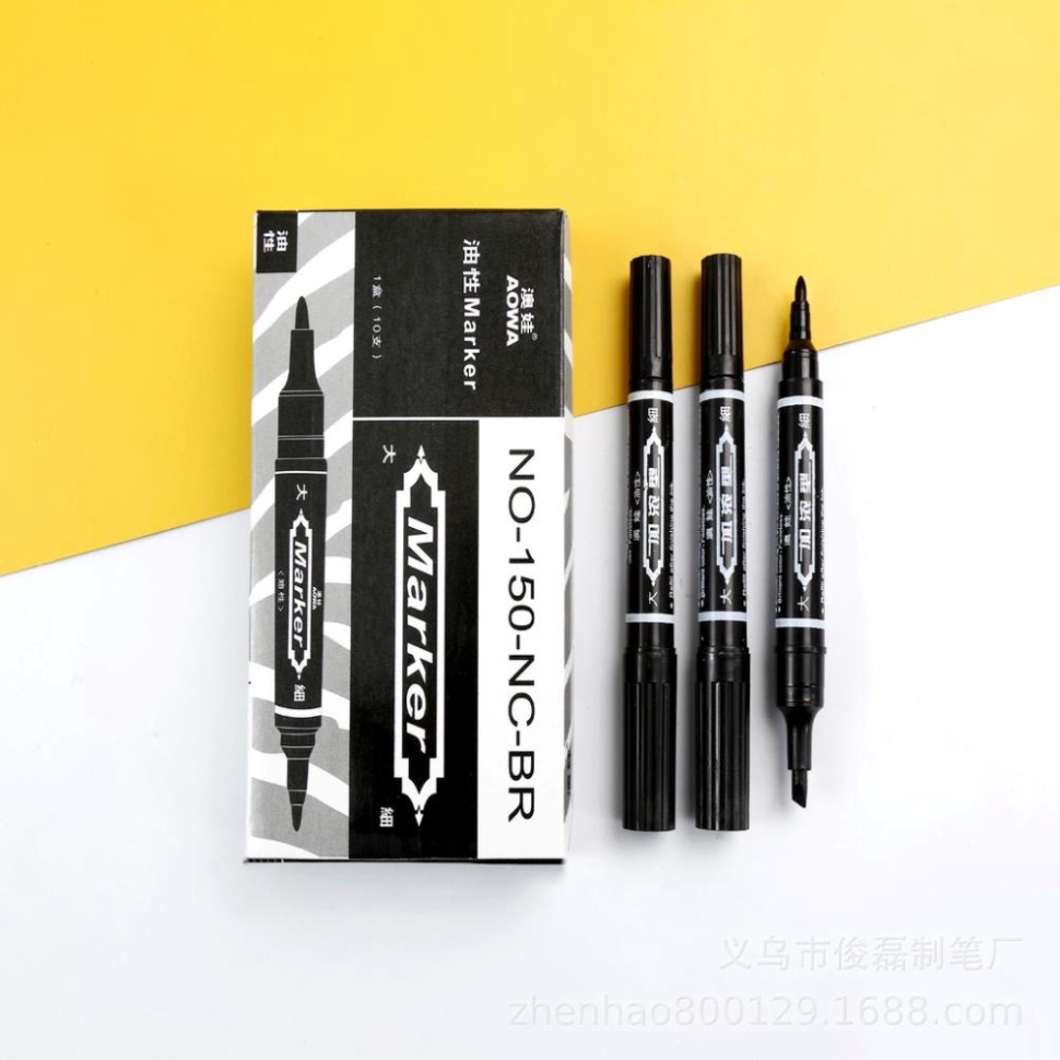 41429 Bút lông dầu 2 đầu 3 màu xanh đỏ đen dùng trong đóng gói ghi mã đánh dấu sản phẩm tiện lợi không trôi mực
