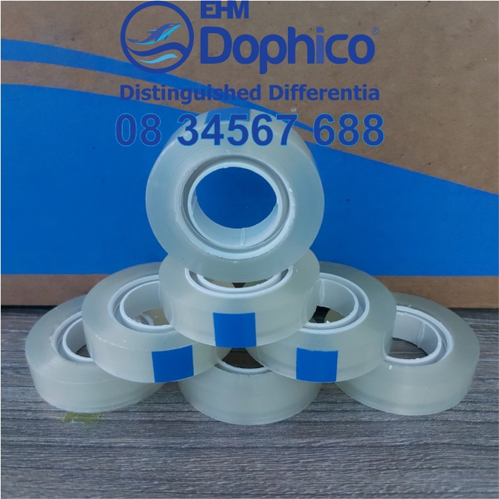 Băng dính VPP cao cấp Dolphin – Màu trong – dùng trong công tác văn phòng