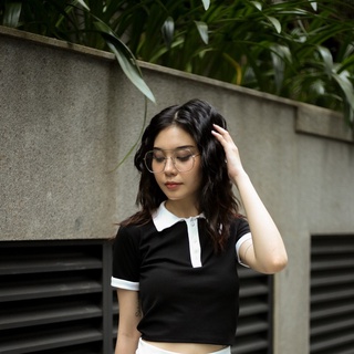 Áo polo dáng croptop phối màu hàng thiết kế - Chicbae21
