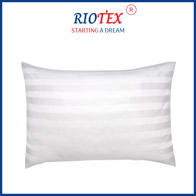 T300 Vỏ Gối RIOTEX Trắng Sọc Khách Sạn Kích Thước 40x60/50x70cm/30x105cm Loại Có Bèo Và Không Bèo