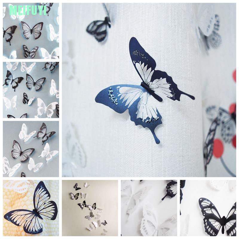 Set 18 Miếng Dán Trang Trí Tủ Lạnh Hình Bướm 3d Dễ Thương