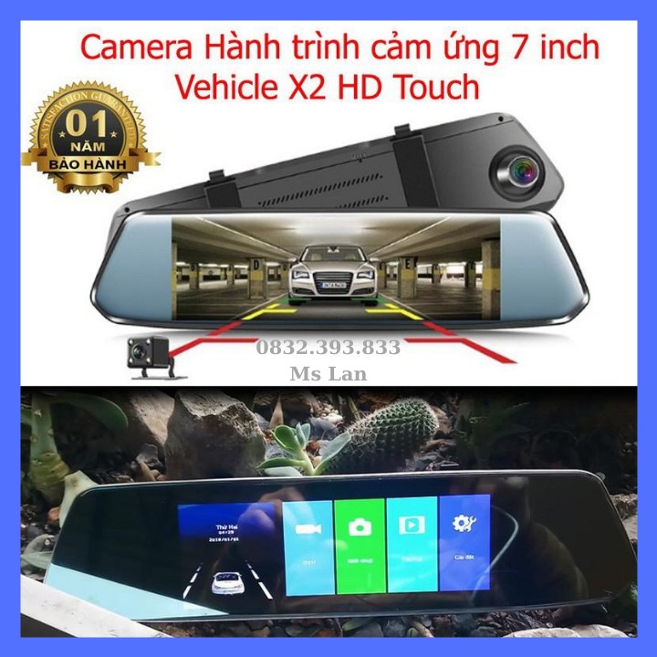 Camera hành trình ô tô Android dạng gương cảm ứng X2 Touch bao gồm camera trước và camera sau tích hợp vạch lùi