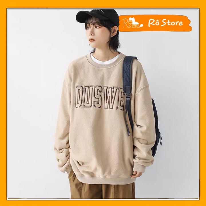 Áo sweater nữ/Áo nỉ form rộng tay bồng in chữ OUSWE phong cách ulzzang chất nỉ siêu dày RÔ STORE SW26