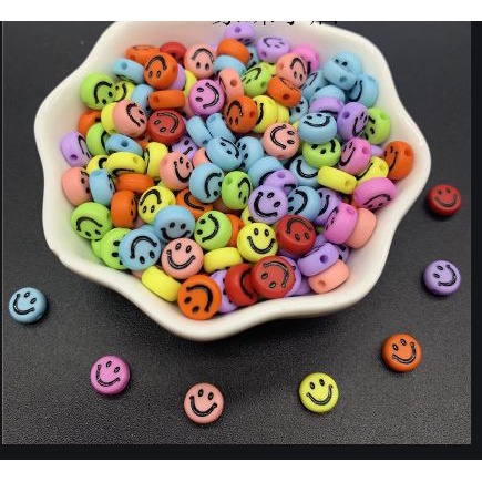 10gam hạt mặt cười nhỏ size 4x7mm làm vòng nhiều màu