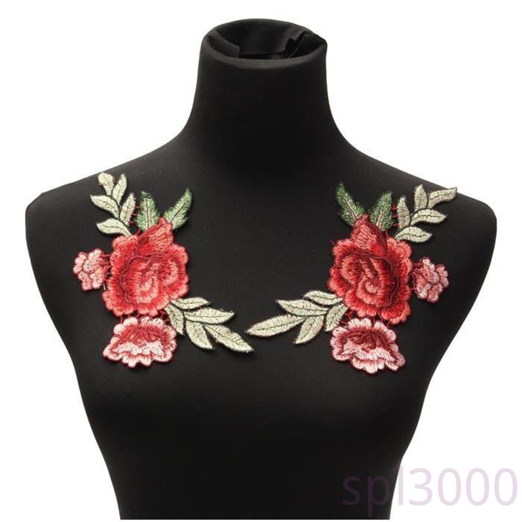 Set 2 miếng dán thêu trang trí quần áo hình hoa