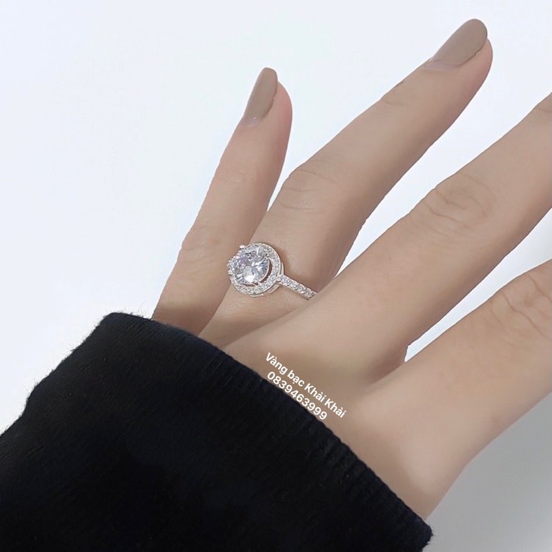 Nhẫn nữ bạc ta đá tròn dày dặn , sáng bóng - Vàng Bạc Khải Khải