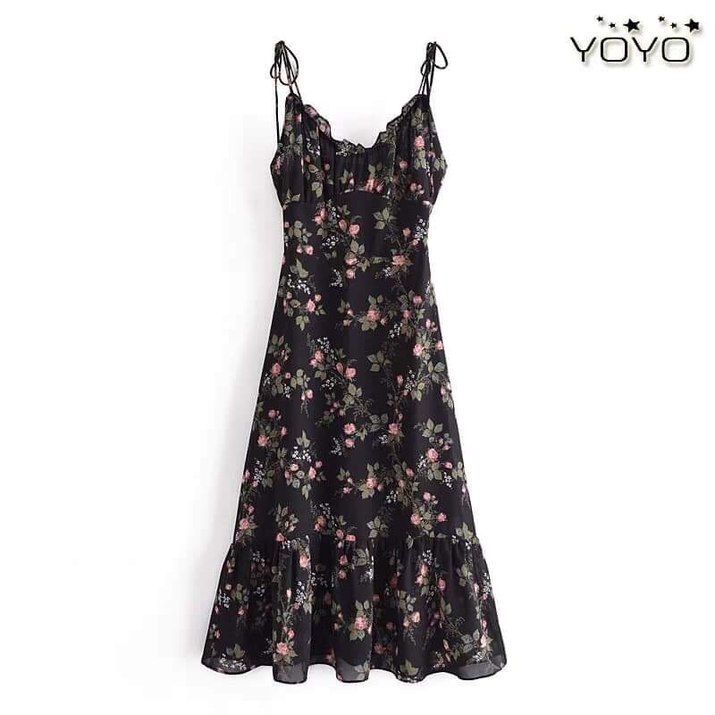 VÁY HAI DÂY HOA ĐEN