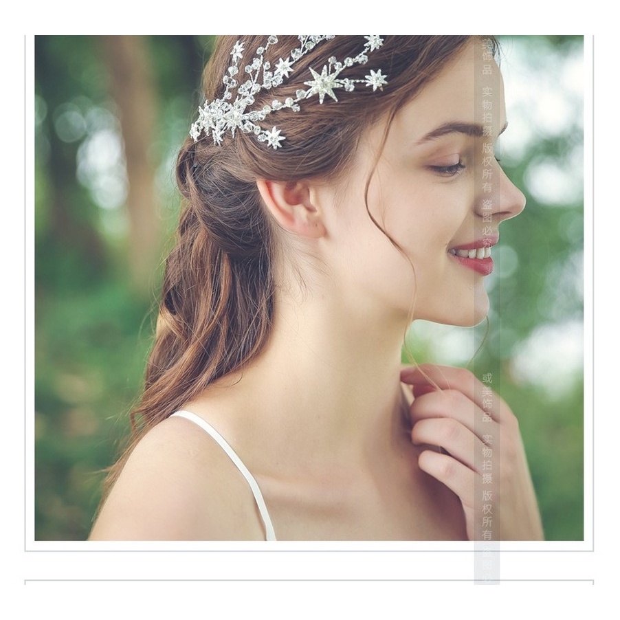Cài Tóc Hình Ngôi Sao Đính Đá Pha Lê Sang Trọng Cho Cô Dâu
