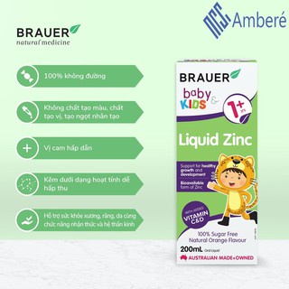 Bổ Sung Kẽm BRAUER KIDS LIQUID ZINC Cho Bé Trên 1 Tuổi 200ml