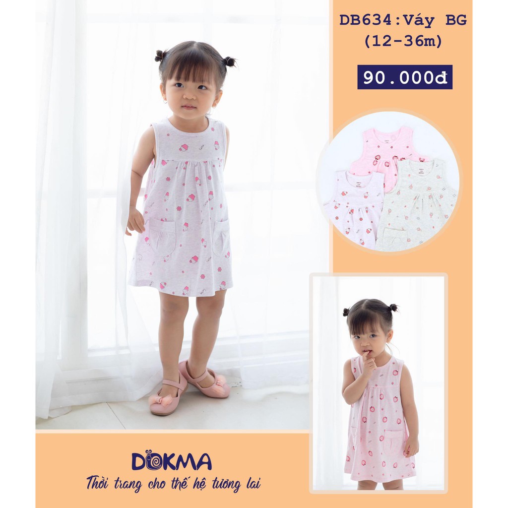 (6-36M) Váy ba lỗ/sát nách cotton/bamoo dễ thương cho bé - DOKMA