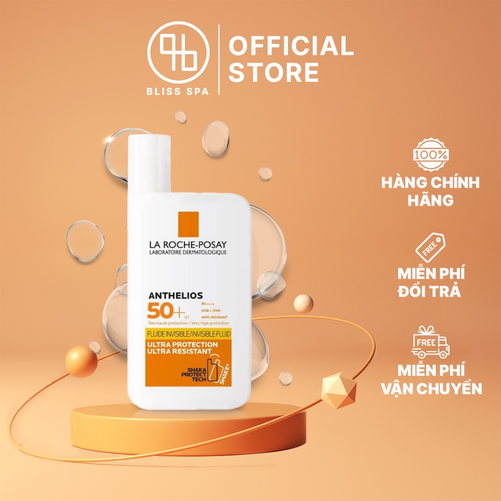 Kem Chống Nắng Trắng Da Anthelios Không Gây Nhờn Dùng Cho Da Mặt Invisible Fluid SPF 50+ 50ml - Bliss Spa