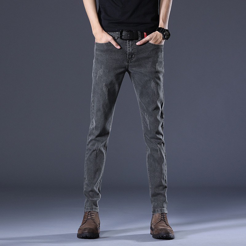 Quần Jeans Dài Màu Xám Khói Phong Cách Hàn Quốc Cho Nam Giới