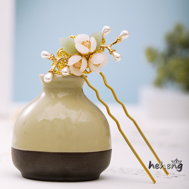 Trâm Cài Tóc Đính Ngọc Trai Giả Phong Cách Cổ Điển Cho Nữ