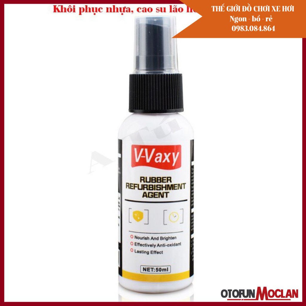 Chai xịt phục hồi bảo dưỡng cao su ron V-Vaxy 50ml - phục hồi nhựa bạc màu trả lại màu đen như mới