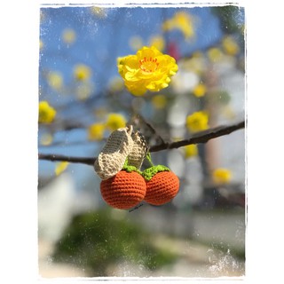 Móc khoá đậu phụng + quả hồng bằng len - by Gacxepnho