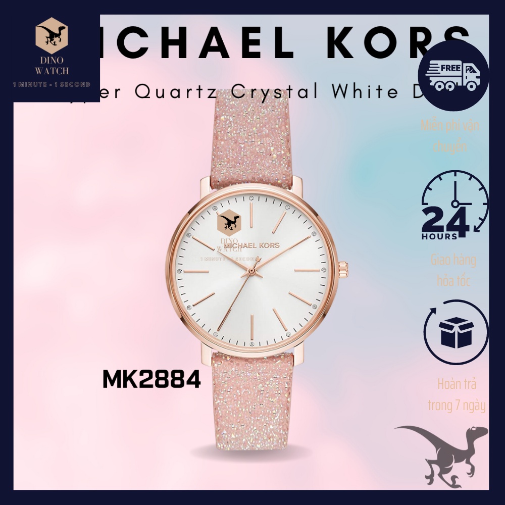 Đồng hồ nữ michael kors mk2884 màu hồng dây da size 38mm
