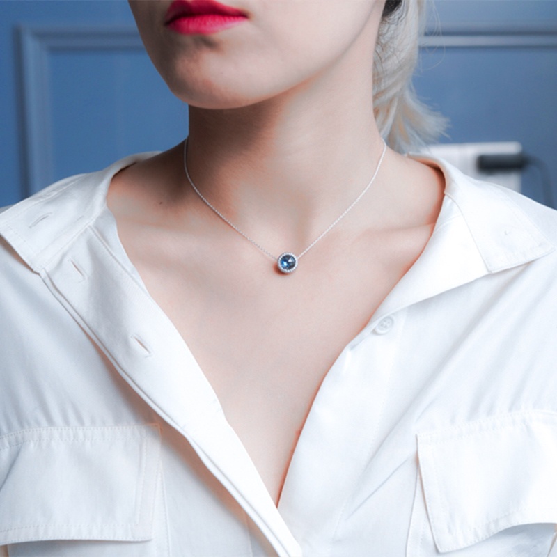 PANDORA Vòng cổ Mạ Bạc 925 Mặt Hình Trái Tim Đính Đá Zircon Thời Trang